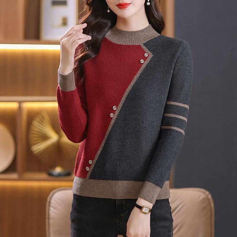 Fashion All-matching Mock Neck Sweater Women - Product information: Color: Angora red, orange, beige, yellow, camel Size: S,M,L,XL Version: Loose Style type: temperament commute Style: pullover Main fabric composition: Polyester Wearing style: pullover No