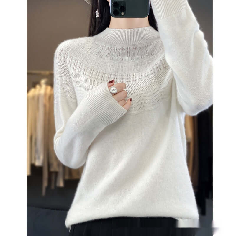 Half Turtleneck Slimming Wool Knitted Bottoming Shirt - Product information: Color: Raw Velvet Rice, purple velvet camel, warm white, light pink, fruit Green, Lake Blue, West purple, raspberry color, forest green, Size: s,M,L,XL,2XL Version: Regular Combi