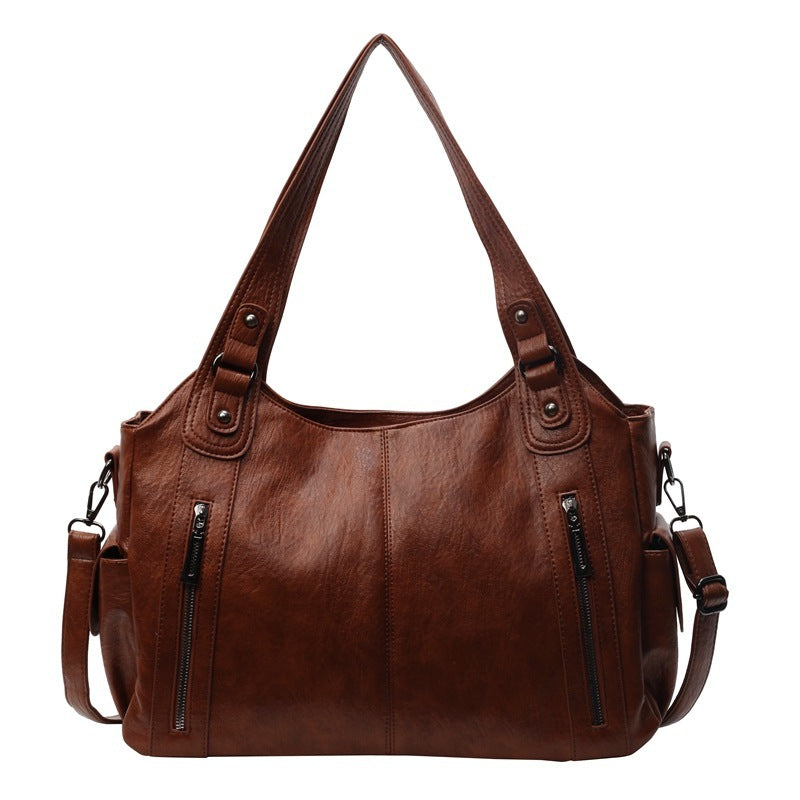 Handbag European And American Retro Solid Color Simple Texture