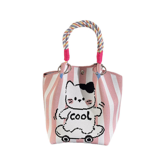 Knitted Buckle Bag Portable Large Capacity