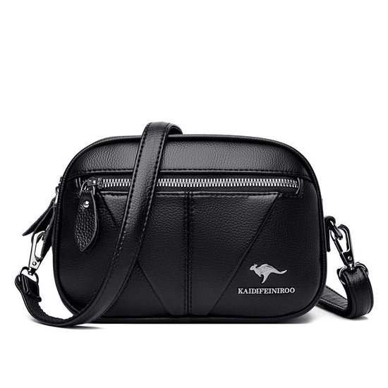 Cowhide Soft Leather Fashion All-match Shoulder Crossbody Small Round Bag