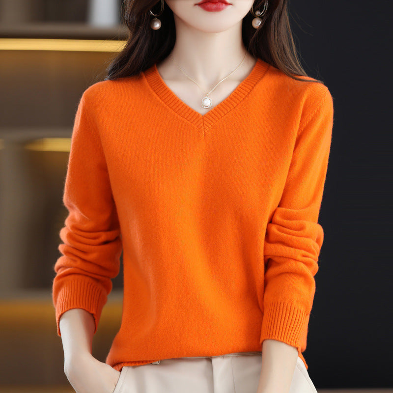 Women's Knitted Bottoming Shirt Versatile Cashmere Sweater Loose Outer Wear