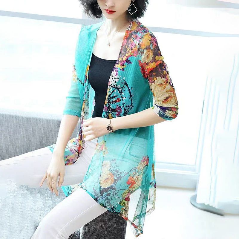 Women's Minimalist Mesh Seven Quarter Sleeve Sunscreen Jacket