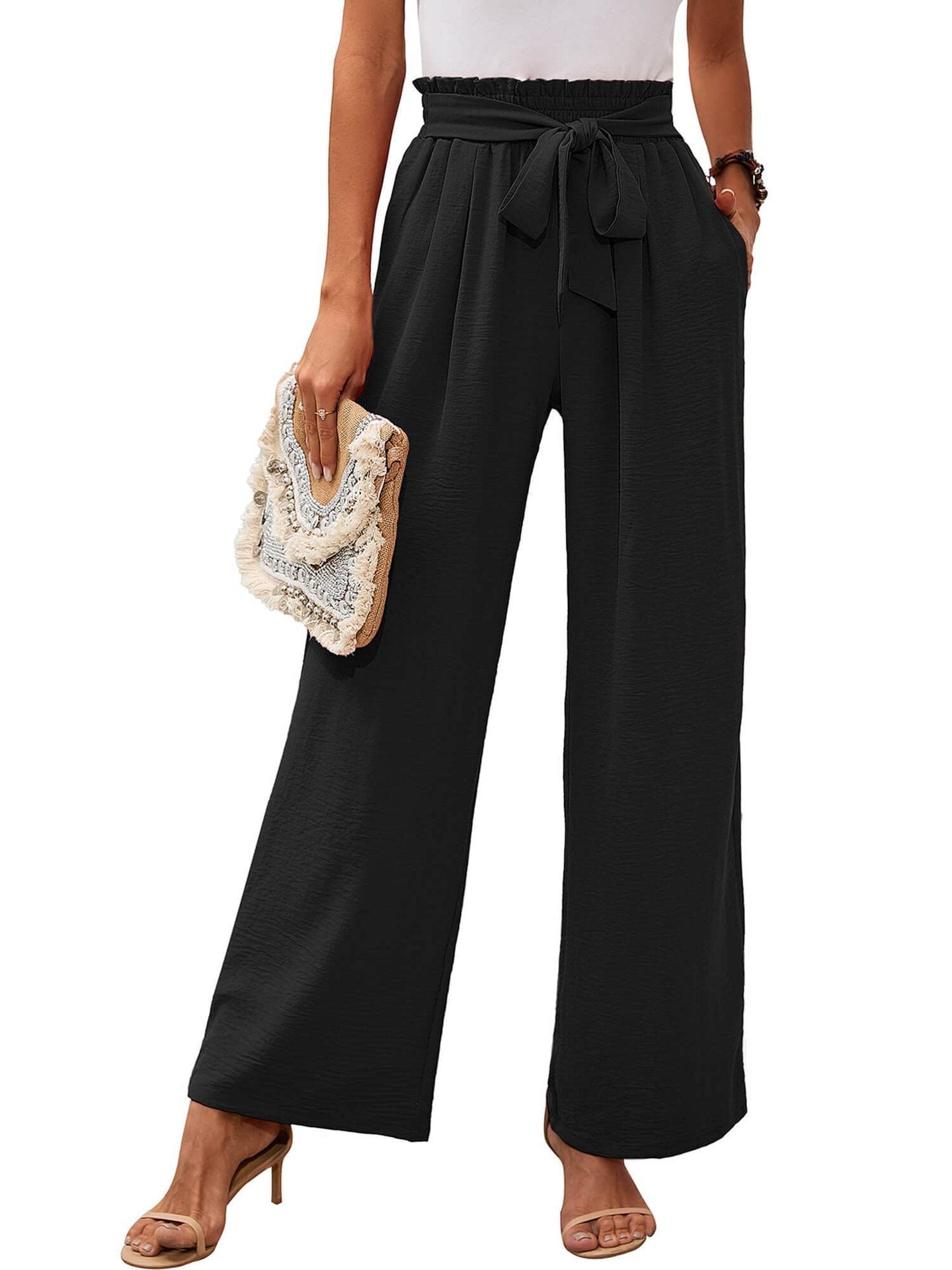 Knotted Commuter Wide Leg Pants Casual