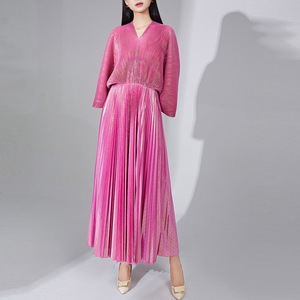 Women's Clothing V-neck Dress Pleated