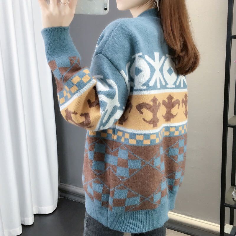 Knitted Cardigan Long Sleeve Jacket Women Lazy Style Ladies Sweater Loose