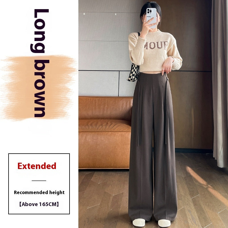 Gray Woolen Pants Women's Draping Thickened High Waist Slimming Loose