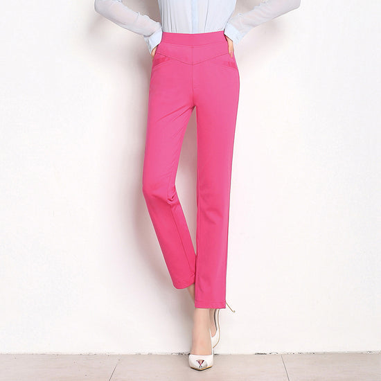 High Waist Knit Four-sided Stretch Straight