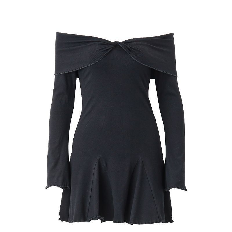 Off-shoulder Cross Long Sleeves Dress