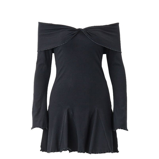 Off-shoulder Cross Long Sleeves Dress