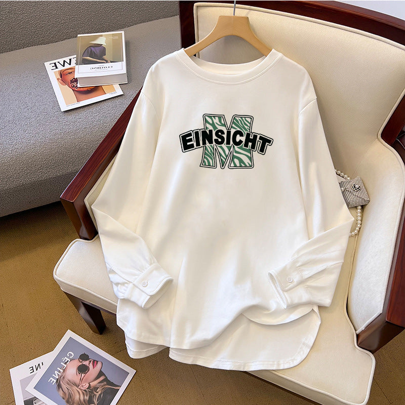 Spring And Autumn Bandage Dress Cotton Base Shirt Mid-length