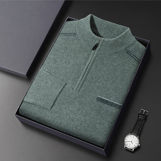 Men's Half-turtleneck Zipper Sweater For Middle-aged And Elderly People