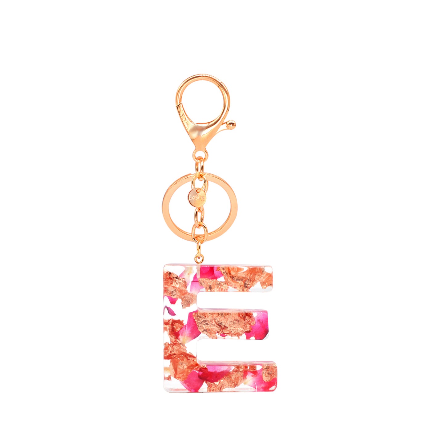 Petal Resin Keychain English Alphabet Pendant