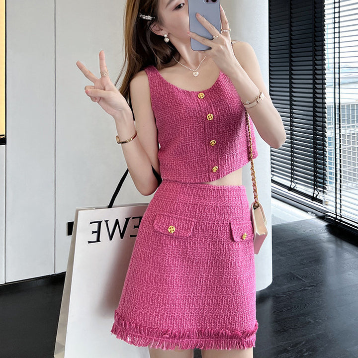 Women's Fashion Sleeveless Top Skirt Set