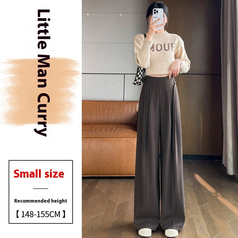 Gray Woolen Pants Women's Draping Thickened High Waist Slimming Loose