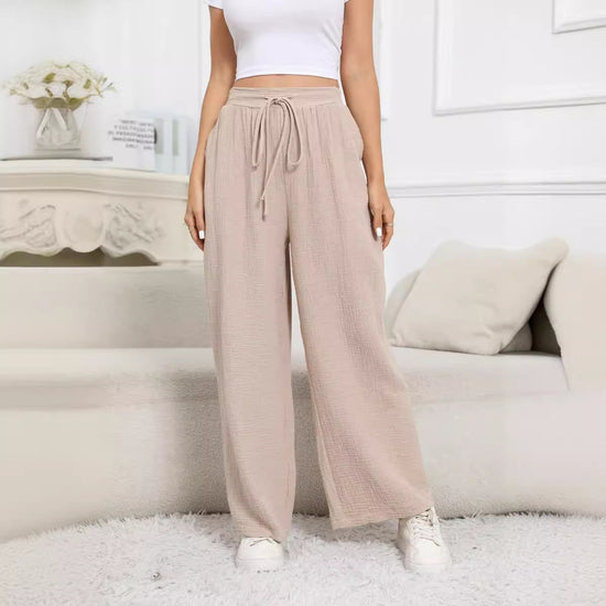 New Casual Loose Pockets Cotton And Linen Casual Pants