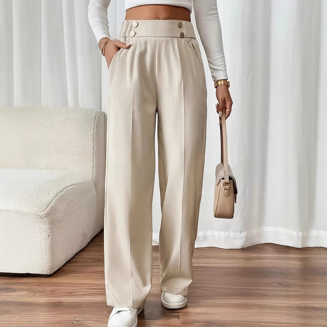 Draping Mop Casual Pants High Waist