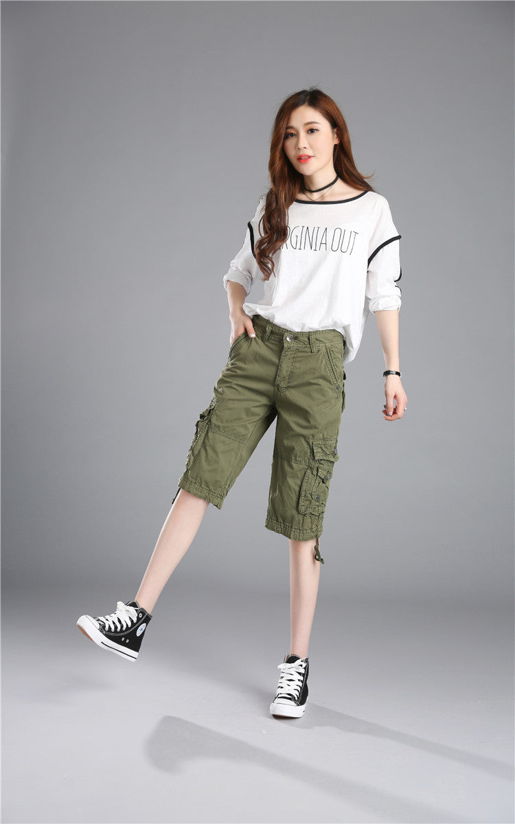 Casual Pants Loose Overknee Cropped Pants Multicolor Plus Size