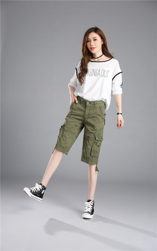 Casual Pants Loose Overknee Cropped Pants Multicolor Plus Size