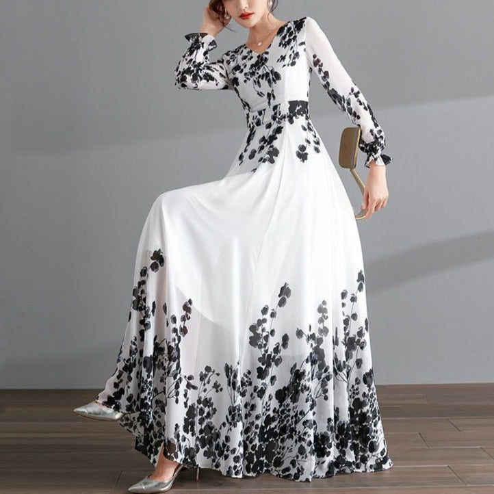Fashion Ink Painting Chiffon Dress Women