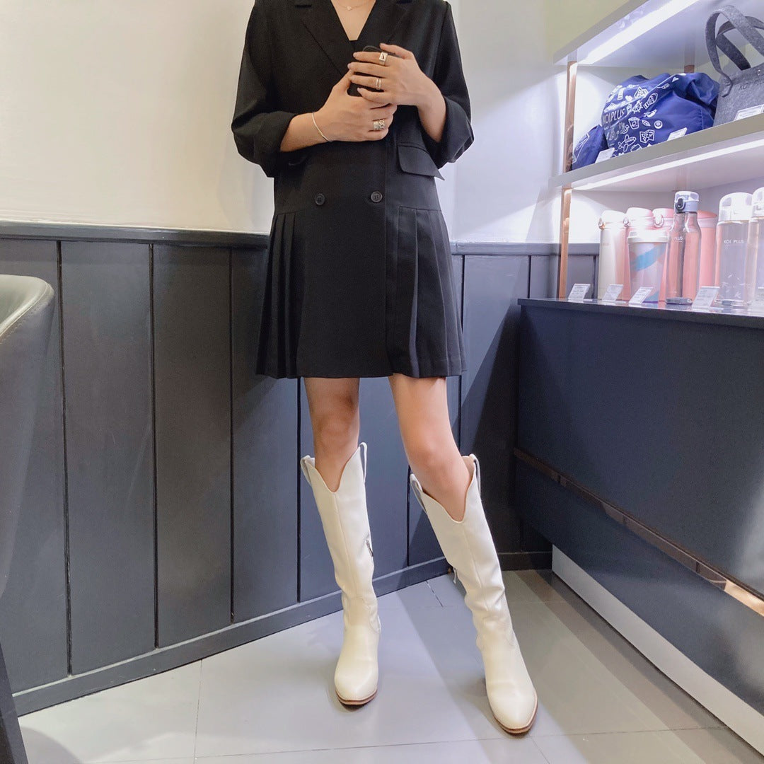Pointed Mid-tube Boots Martin Boots Knight Boots