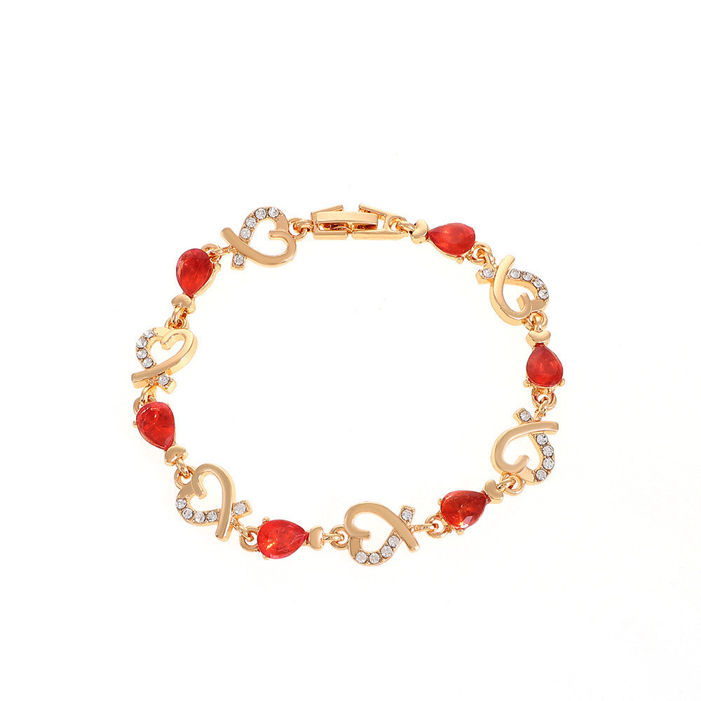 Hollow Love Bracelet With Rhinestones Heart-shaped Bracelet