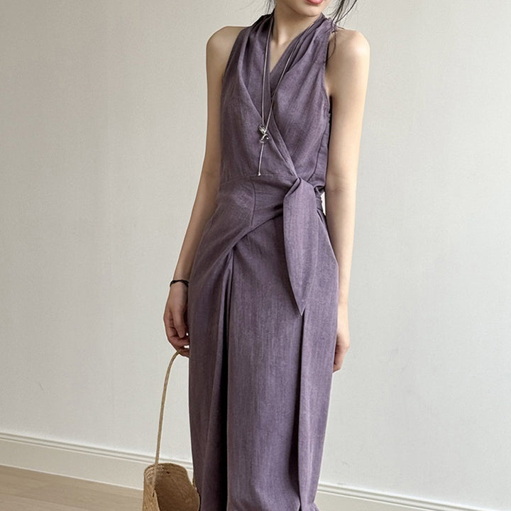 Temperament Waist-controlled Lace Up Slimming Long Dress