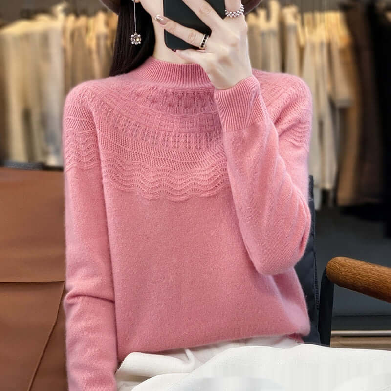 Half Turtleneck Slimming Wool Knitted Bottoming Shirt - Product information: Color: Raw Velvet Rice, purple velvet camel, warm white, light pink, fruit Green, Lake Blue, West purple, raspberry color, forest green, Size: s,M,L,XL,2XL Version: Regular Combi