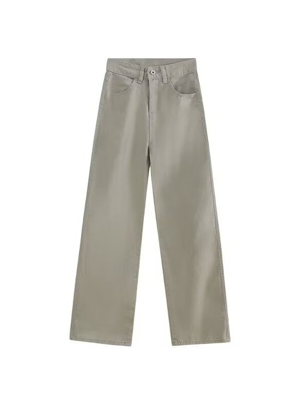 Solid Color Simple Straight Jeans For Women
