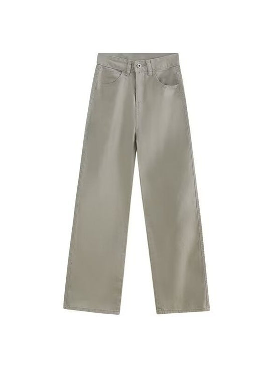 Solid Color Simple Straight Jeans For Women