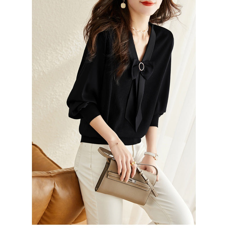 New V-neck Short Temperament Base Sweater