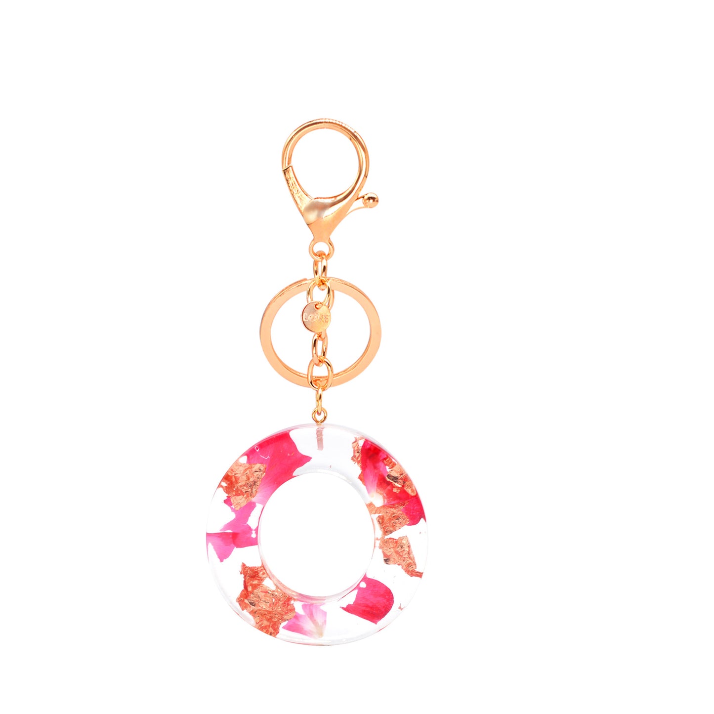 Petal Resin Keychain English Alphabet Pendant