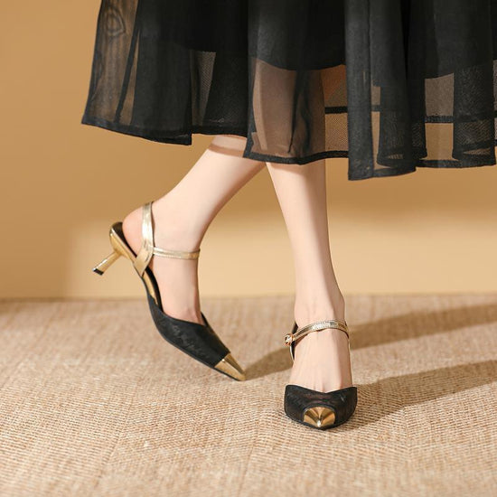 Women's Shoes Real Leather High-heeled Sandal Pointed Toe